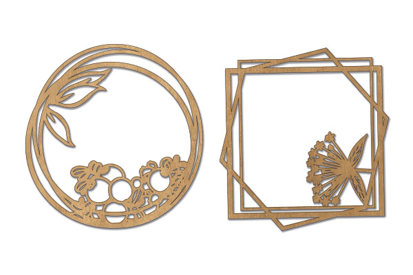 Chipboard embellishments set, Frames with summer flowers #604