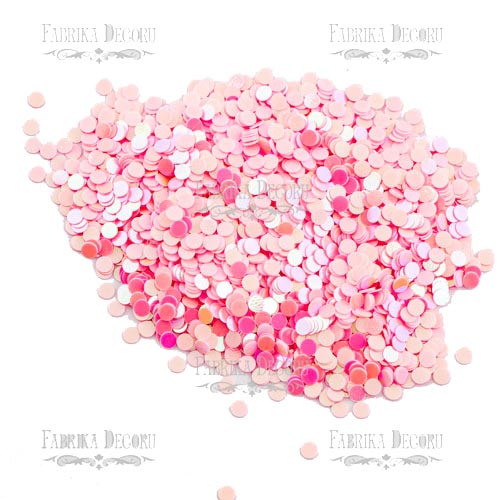 Пайетки Круглые плоские, розовые с радужным перламутром, #417 - Фото 0