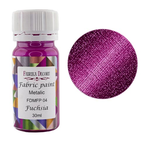 Farba akrylowa do tkaniny z efektem metalicznym, Fuksja, 30ml - Fabrika Decoru