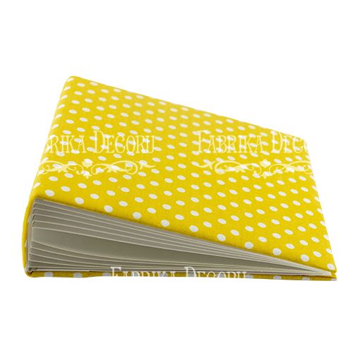 Blank album with a soft fabric cover Peas in yellow 20сm х 20сm