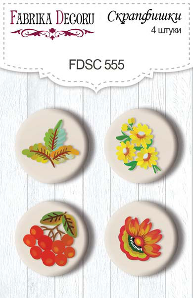 Set mit 4 Flair-Knöpfen für Scrapbooking Inspiriert von der Ukraine #555 - Fabrika Decoru