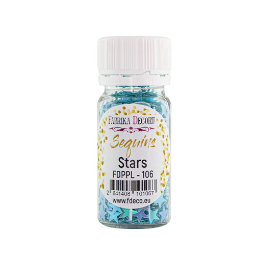 Sequins Stars, blue with green nacre,  #106