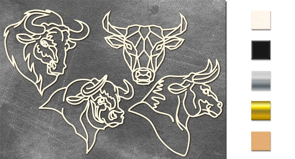 Chipboard embellishments set, Bulls  #650