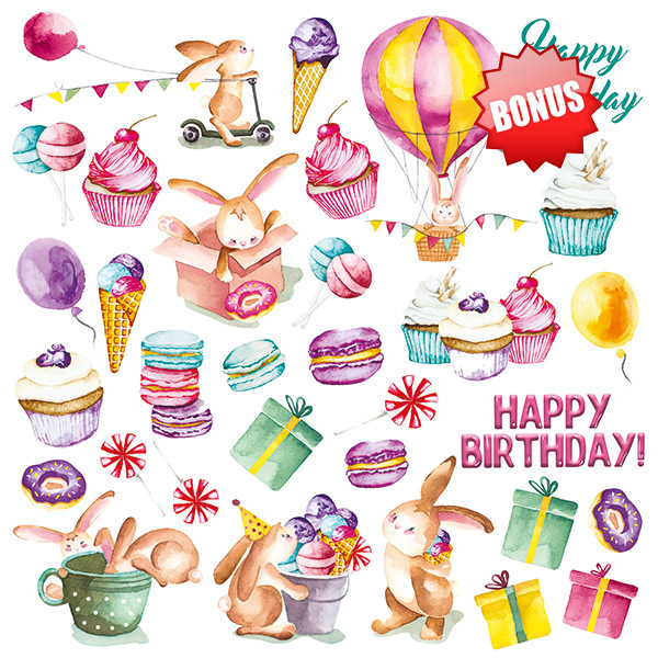 Doppelseitiges Scrapbooking-Papierset Sweet Birthday, 20 cm x 20 cm, 10 Blätter - foto 10  - Fabrika Decoru