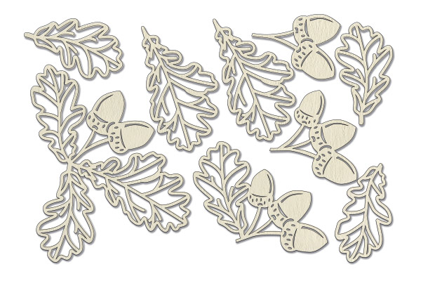 Chipboard embellishments set, Autumn botanical diary #738