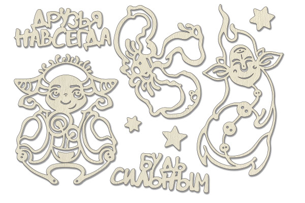 Chipboard embellishments set, "Space people" #062