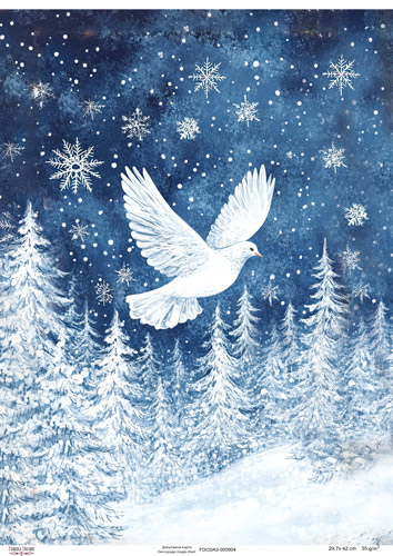 Decoupage Card White bird, #0904, 29.7x42cm