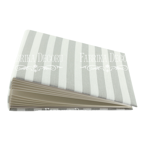 Blankoalbum mit weichem Stoffbezug Weiß-graue Streifen 20cm х 20cm - Fabrika Decoru