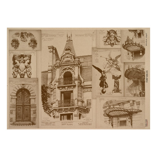 лист крафт бумаги с рисунком history and architecture #05, 42x29,7 см