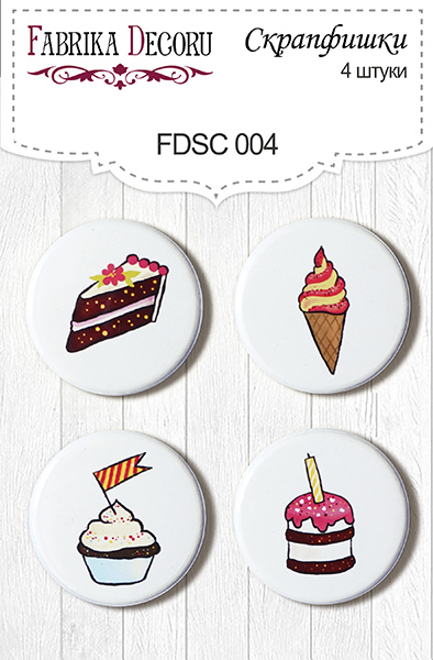 Set of 4pcs flair buttons for scrabooking #004