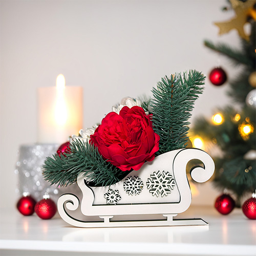 Floristic arrangement “Christmas sleigh”, 250 x 150 x 200 mm - foto 2
