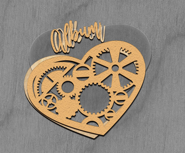 Mega shaker dimension set, 15cm x 15cm, Figured frame Heart with Gears - foto 3