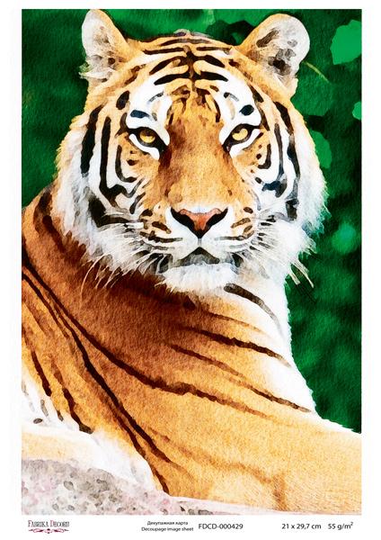 декупажная карта тигр, акварель #0429 21x29,7 см фабрика декору