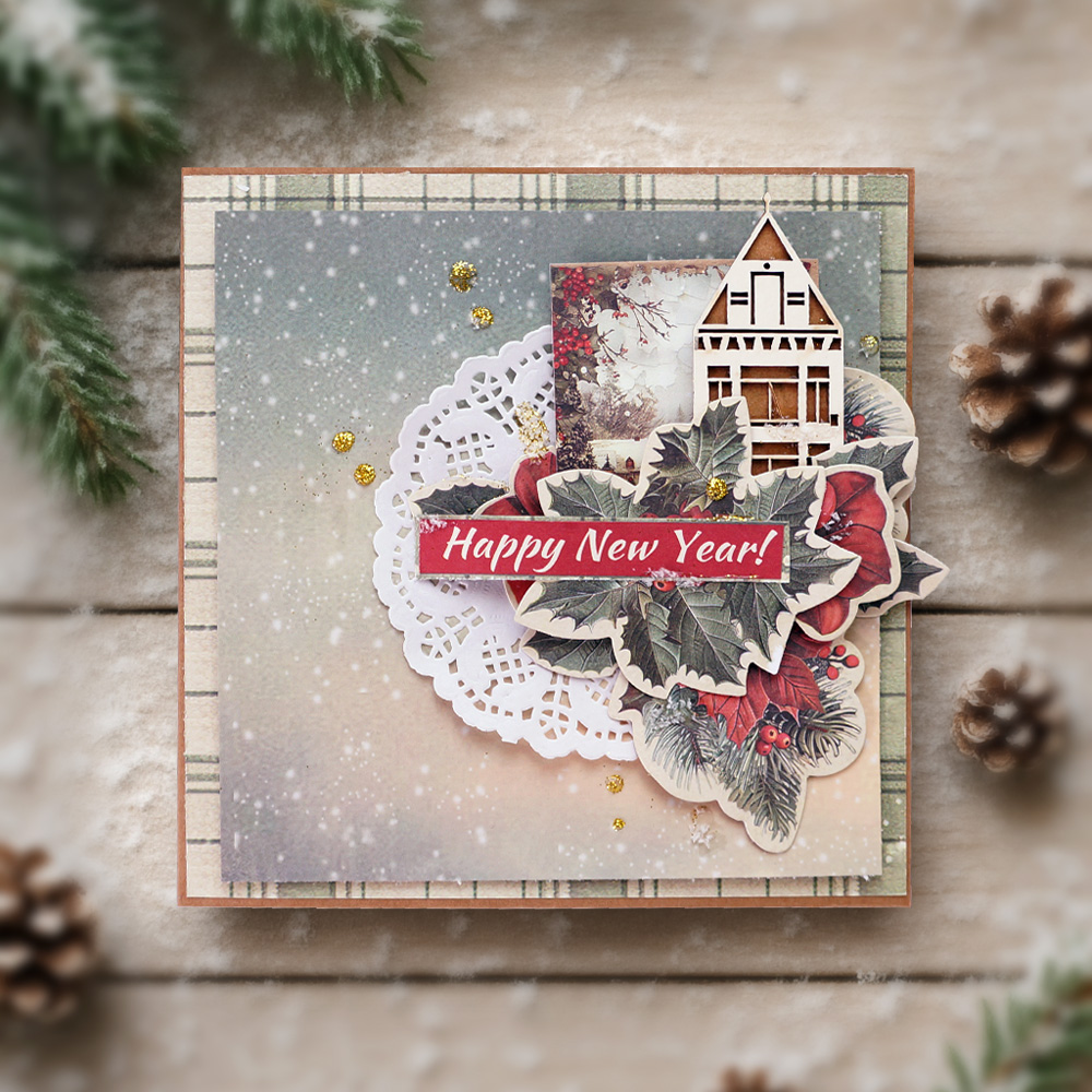 Set for creating 5 cards “Snowy Christmas” 15 x 15cm - foto 5