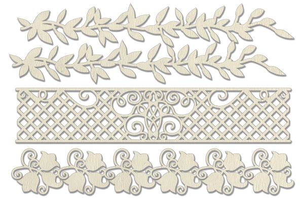 Chipboard embellishments set, "Openwork borders"