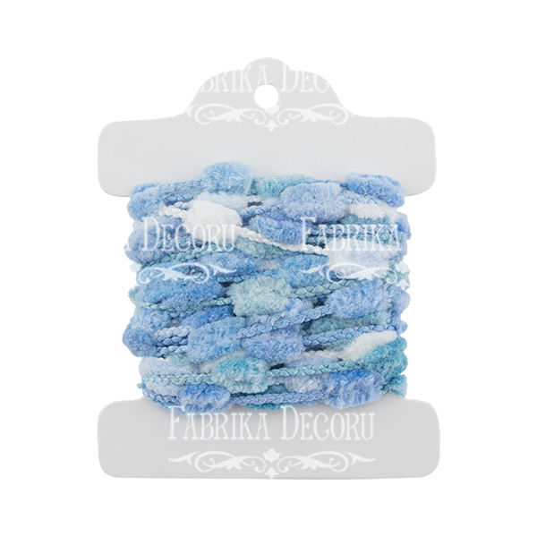 Melanżowy zestaw wstążek z pomponem w kolorze niebieskim  - Fabrika Decoru
