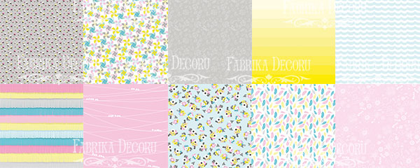 Double-sided scrapbooking paper set My tiny sparrow girl 12"x12" 10 sheets - foto 0