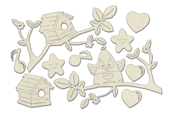 Chipboard embellishments set, Cutie sparrow boy #608