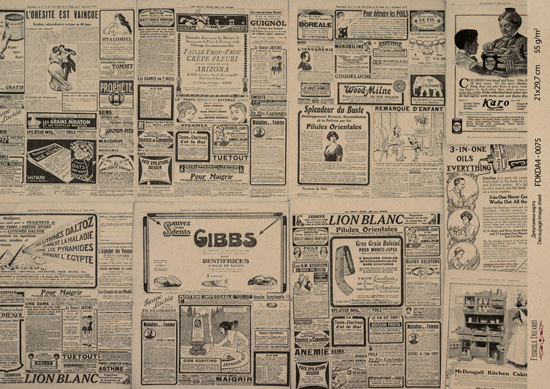 декупажная карта на крафт бумаге 29,7x21см, "vintage newspaper", #0075 фабрика декору