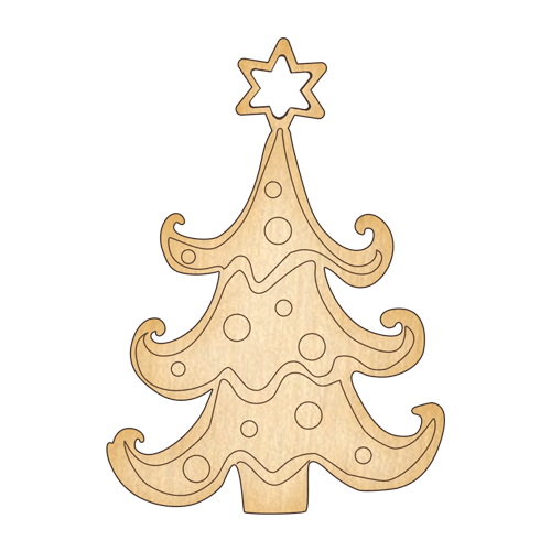 Broschenrohling zum Bemalen #41, "Weihnachtsbaum mit Spielzeug" - Fabrika Decoru