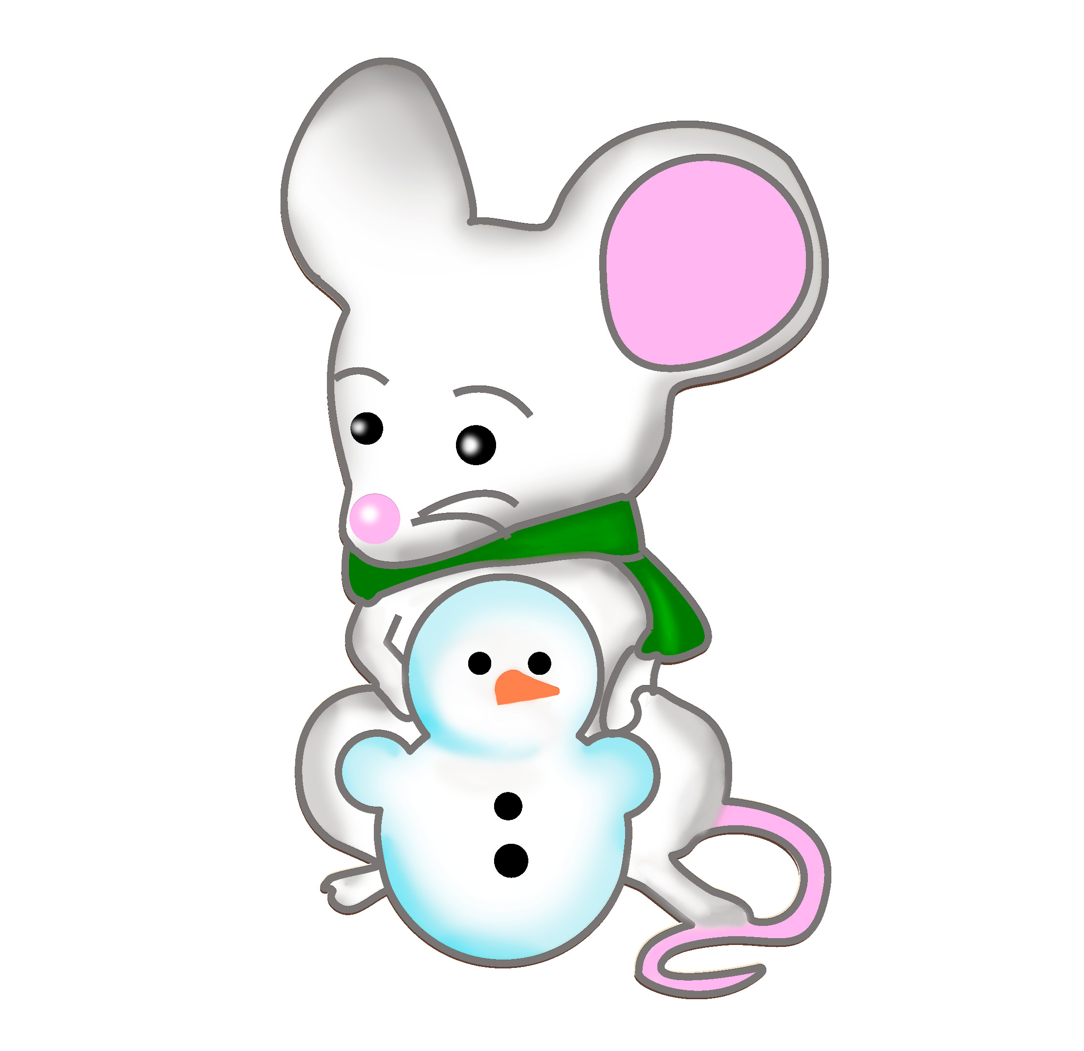 Заготовка броши для раскрашивания #081 "Мышка со снеговиком" - Фото 0