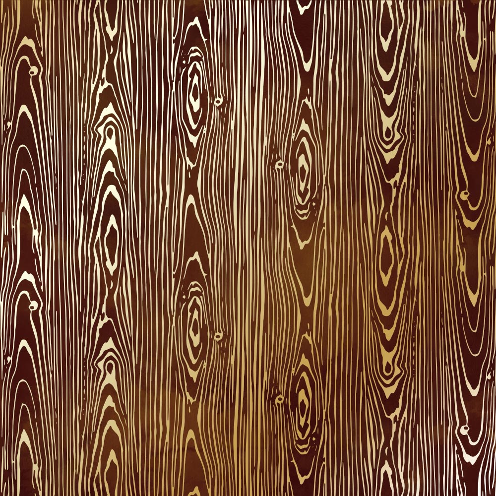 Blatt einseitig bedrucktes Papier mit Goldfolienprägung, Muster Golden Wood Texture, Farbe Brown Aquarell, 12"x12" - Fabrika Decoru