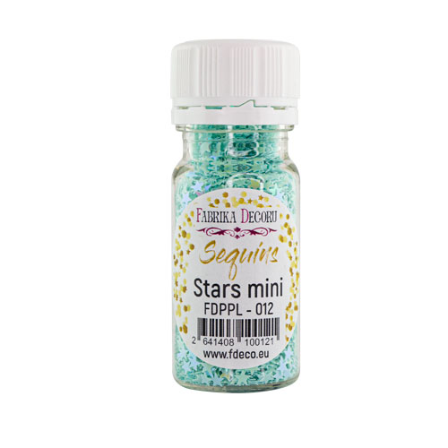 Sequins Stars mini, mint with pink nacre, #012