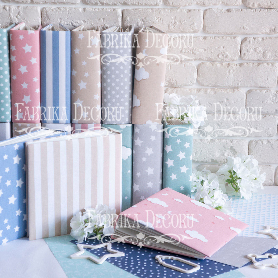 Blank album with a soft fabric cover White and blue stripes 20cm х 20cm - foto 3