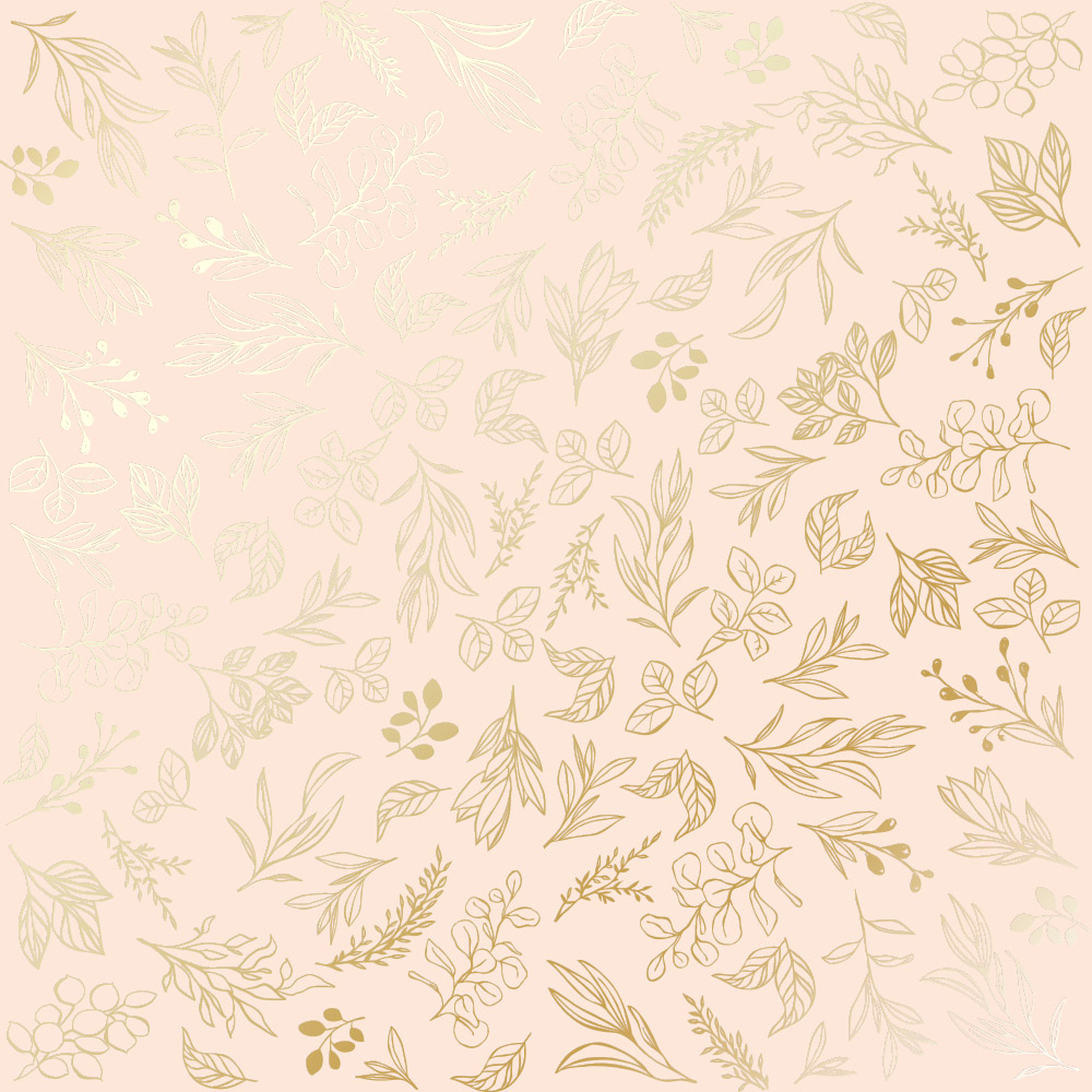 Sheet of single-sided paper with gold foil embossing, pattern "Golden Branches Beige"