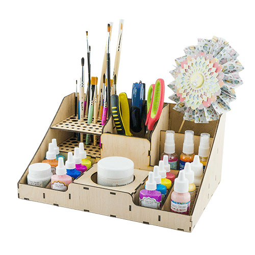 Sperrholz Schreibtisch Organizer für Pinsel, Marker, Farben und Paste - foto 0  - Fabrika Decoru