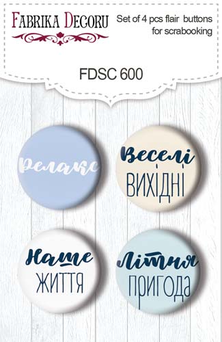 Set mit 4 Flair-Buttons zum Scrapbooking Sea of dreams UA #600 - Fabrika Decoru