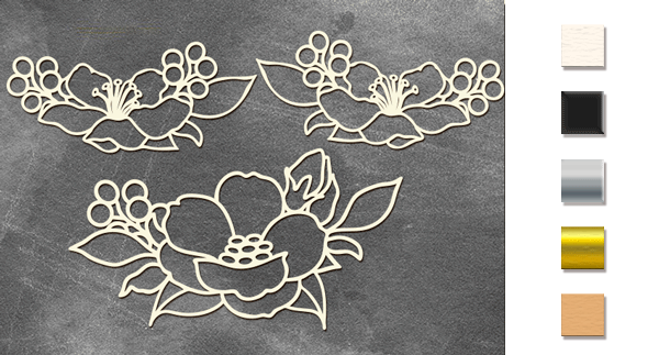 Chipboard embellishments set, "Flower mood" #367