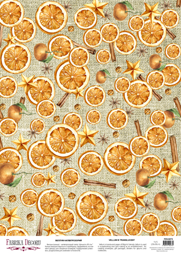 Deco Pergament farbiges Blatt Orangen und Zimt, A3 (11,7" х 16,5") - Fabrika Decoru