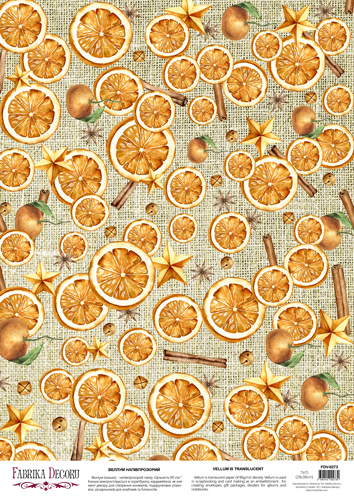 Deco vellum colored sheet Oranges and cinnamon, A3 (11,7" х 16,5")