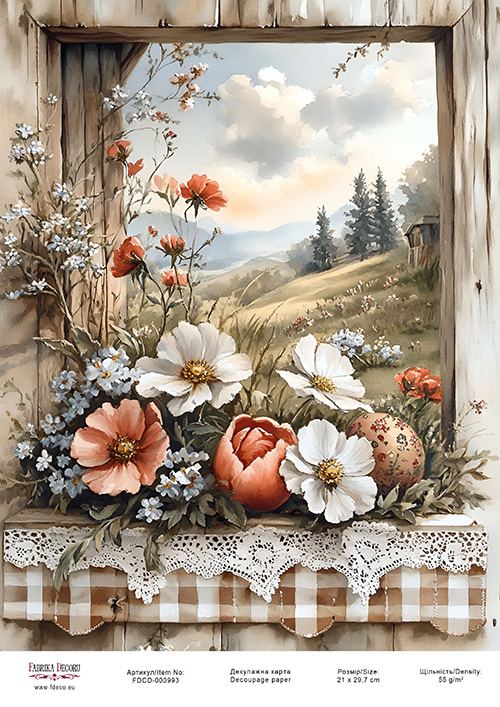 Decoupage card «Spring flowers-20» #000993, 21cm x 29,7cm
