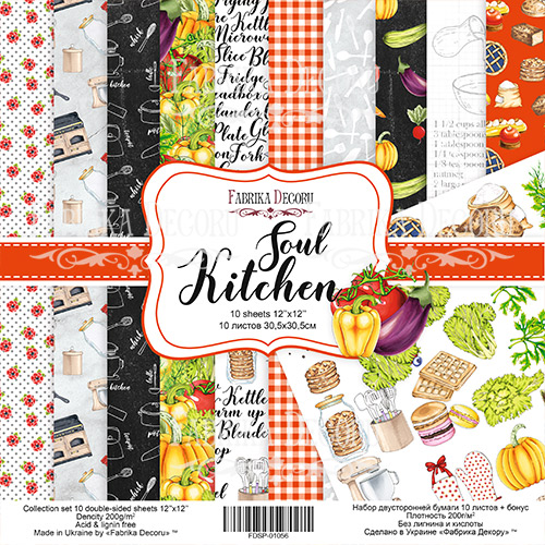 Double-sided scrapbooking paper set Soul Kitchen 12"x12" 10 sheets