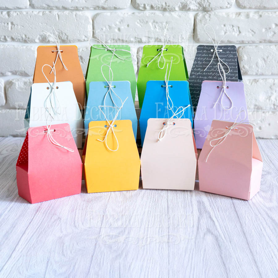 Bonbonniere Handtaschen-Set aus Pappzuschnitten zum Verpacken von Geschenken 6 Stück 105х75х43 mm - Fabrika Decoru