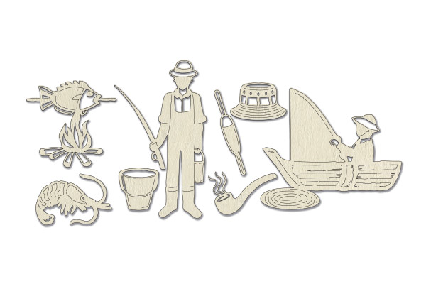 Chipboard embellishments set, Fishing  #656