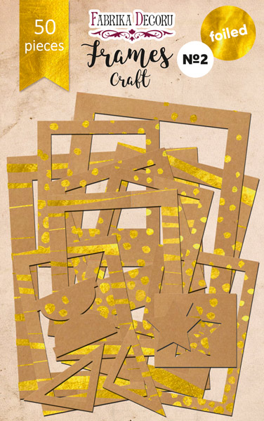 Zestaw kartonowych ramek na zdjęcia ze złotą folią #2, Kraft, 50szt - Fabrika Decoru