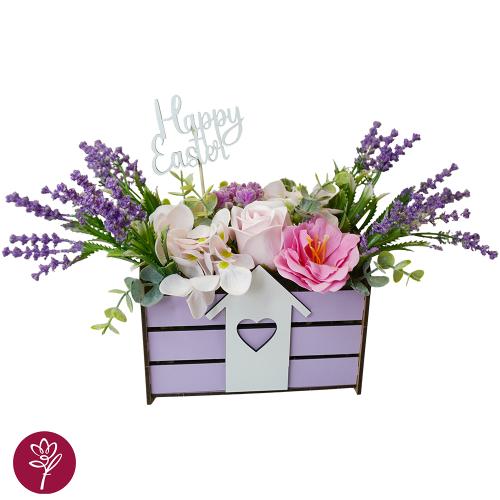 floristic interior composition "lavender basket", 350 x 180 x 190 mm 