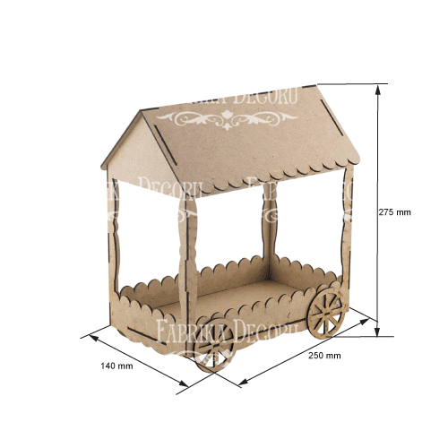 Candy bar, candy stand House on Wheels, 250 х 140 х 275mm, DIY set #058 - foto 1