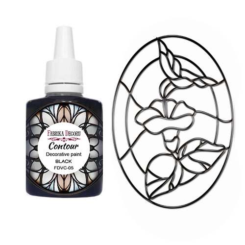 Outliner Paint for stained glass painting, Color Black, 30ml