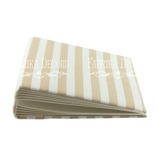 Blank album with a soft fabric cover White and beige stripes 20cm х 20cm