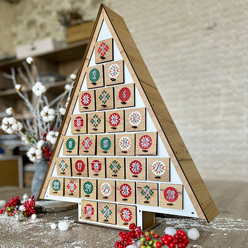 Adventskalender für 31 Tage Weihnachtsbaum mit Aufklebern Zahlen, DIY - foto 0  - Fabrika Decoru