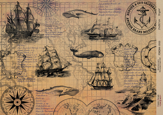 Kraft decoupage paper, 21x29,7cm, “Travels”, #00103