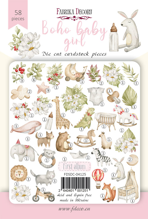 Set of die cuts Boho Baby Girl, 58 pcs - foto 0