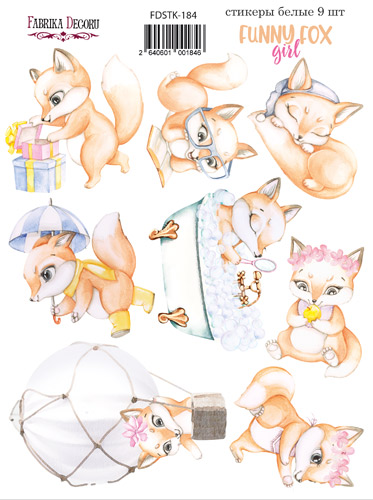 Set of stickers 9 pcs Funny fox girl #184