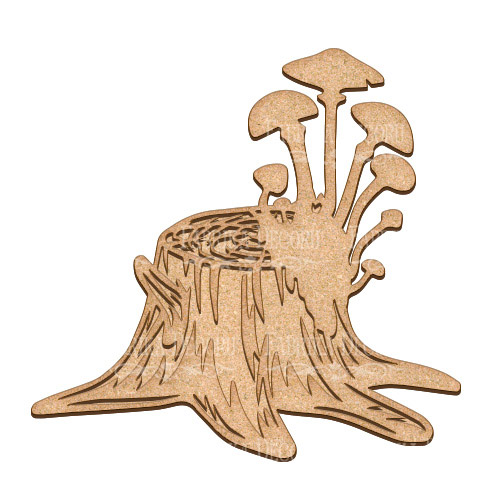  Art board Stump with mushrooms 30х29 cm