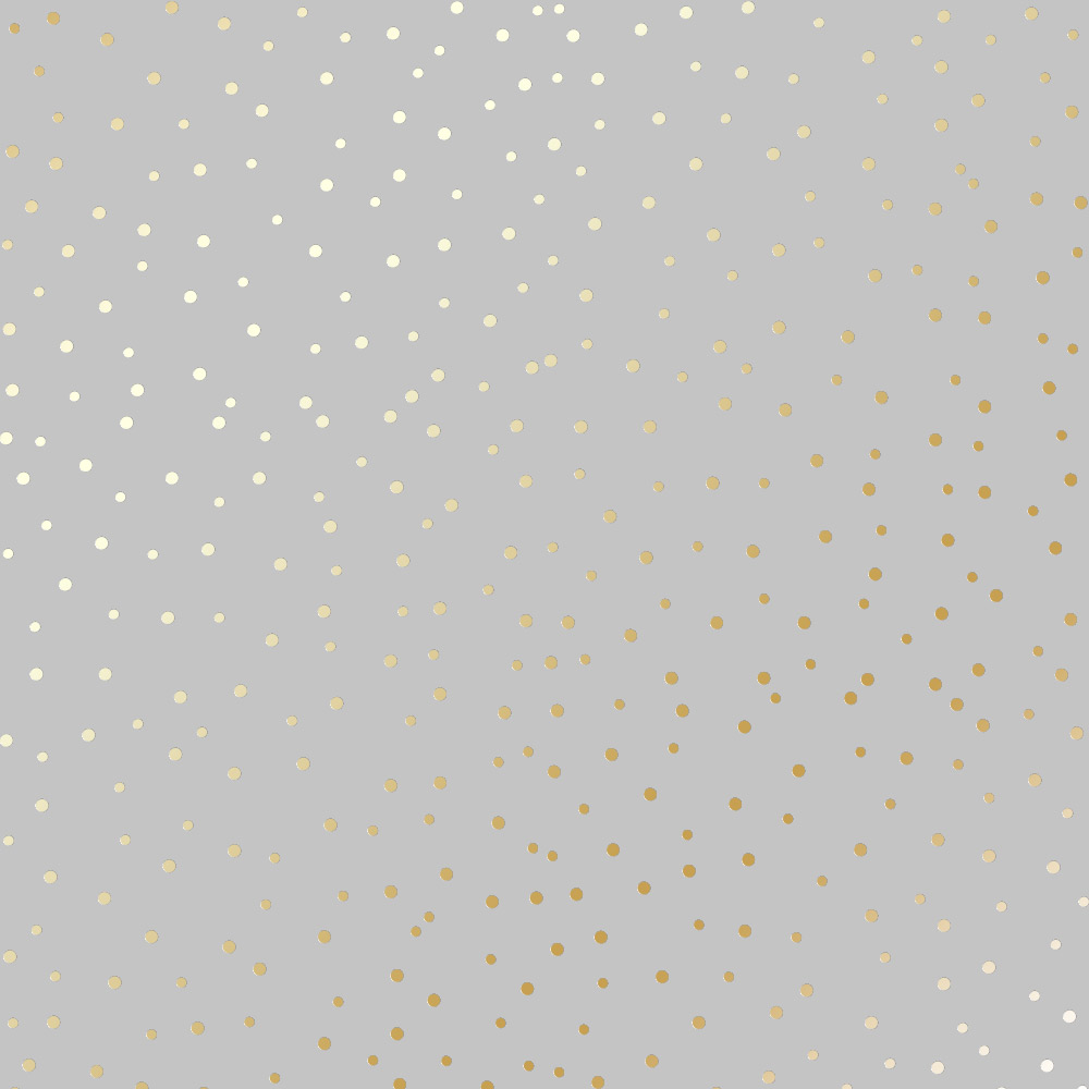 Sheet of single-sided paper with gold foil embossing, pattern Golden Drops Gray, 12"x12"