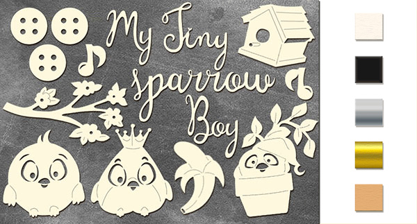Zestaw tekturek "My tiny sparrow boy" #181 - Fabrika Decoru